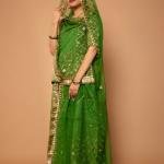 Forest Green Sikhiya Work Rajputi Poshak Set (Unstitched) | Traditional Real Work, Bamber Satin | Jaipurio Ethnic Wear